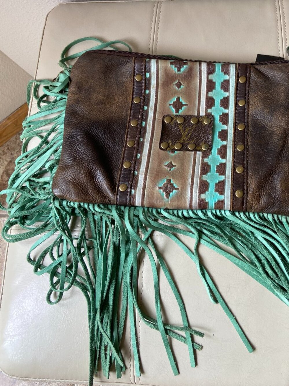 RECLAIMED BOHO FRINGE WESTERN LARGE POUCH BAG